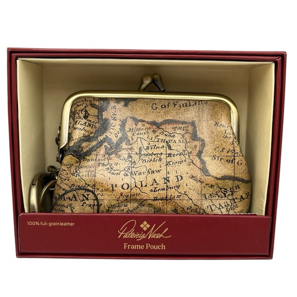 Patricia Nash Handbags - Patricia Nash Womens Leather Coin Purse European Map Print Kiss Lock in Gift Box
